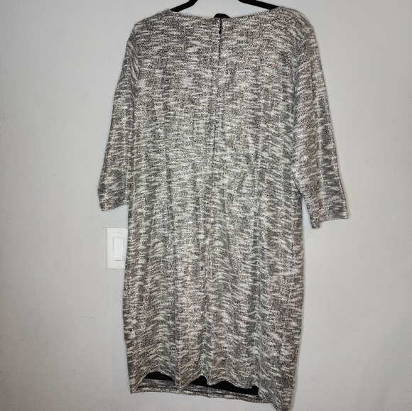 NWT Chetta B Metallic Grey Embellished Neckline Tweed Shift Dress Sz 16W Stretch - Picture 11 of 17